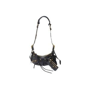 BALENCIAGA LE CAGOLE XS Shoulder Bag Black Matte Gold Calfskin Leather